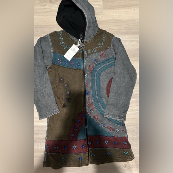 Sacred Threads Jackets & Blazers - S/M.   NWT.  Colorful Embroidered Women's Jacket.  BL/GR.